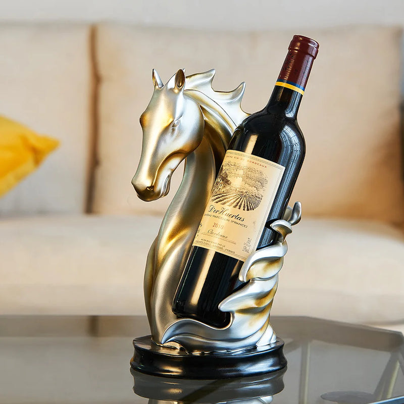 Horse Shape Display Shelf Wine Holder Animal Statue Creative Wine Bottle Rack Holder Kitchen Dining Bar Barware Decoration Craft