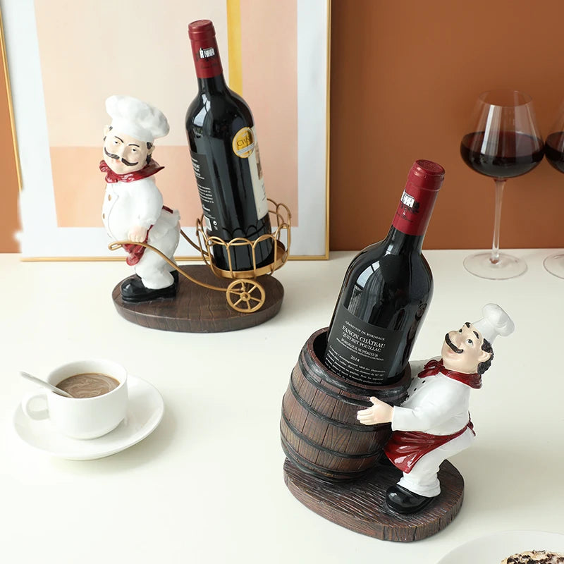 Resin Vertical Chef Wine Rack Dining-Table Bar Living Room Decorations Wine Bottle Holder Nordic Household Goods Accessories