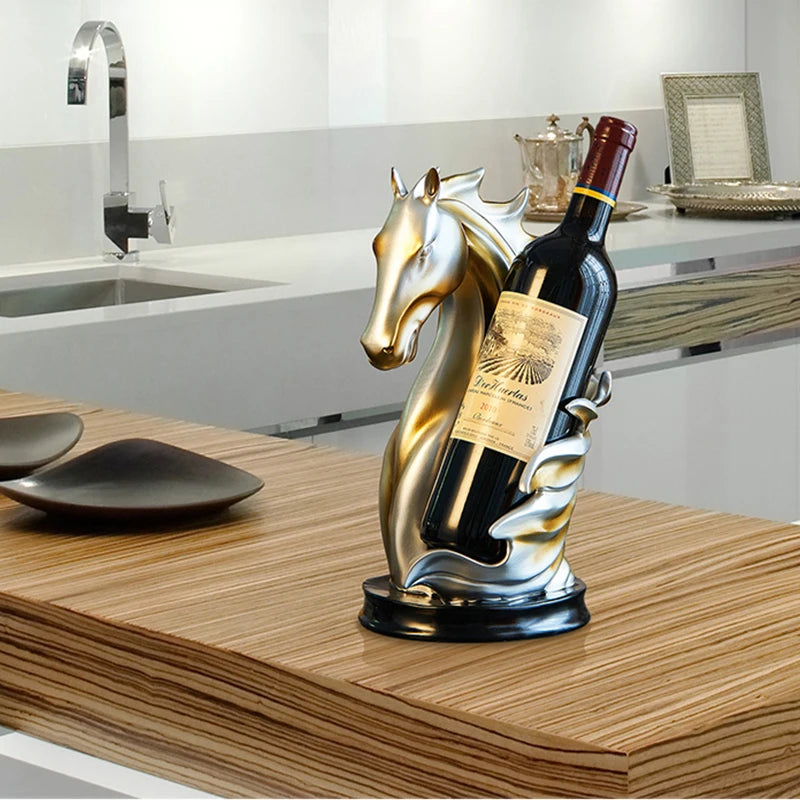 Horse Shape Display Shelf Wine Holder Animal Statue Creative Wine Bottle Rack Holder Kitchen Dining Bar Barware Decoration Craft