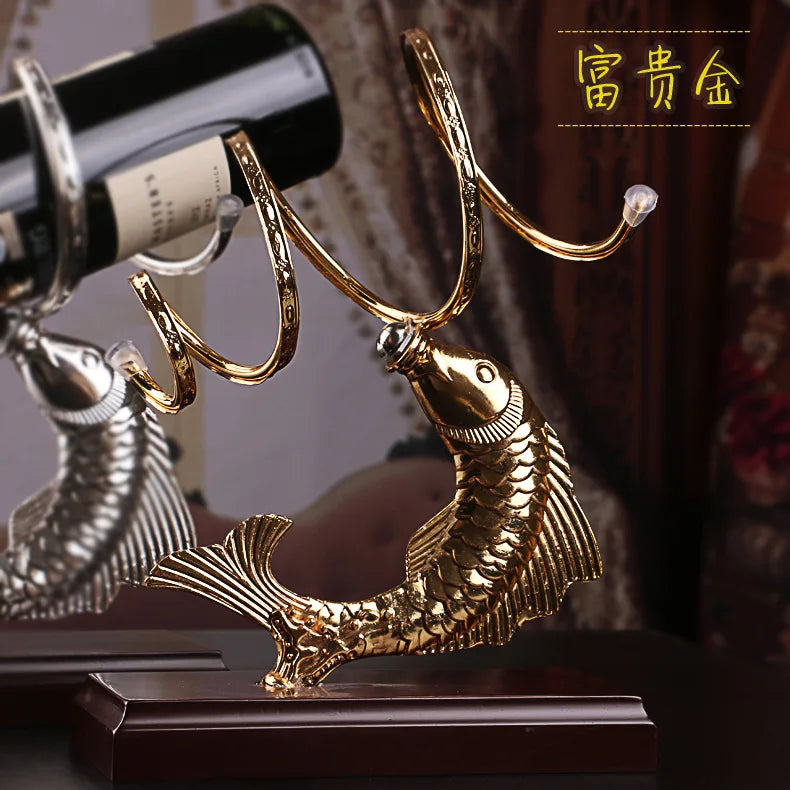 DEOUNY Red Wine Rack Ornaments Display Rack Small Fish Shaped Bracket Storage Stand Creative Home Wine Bottle Holder