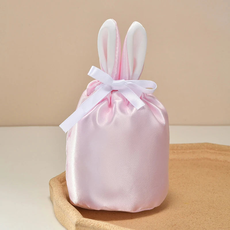 10Pcs/lot Easter Bunny Rabbit Bags Ears Velvet Bag Gift Box Sugar Box Wedding Candy Box Creative Cute Easter Decor Mixed Colour