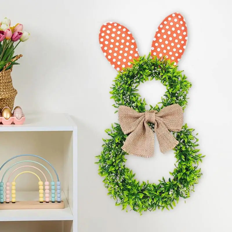 Bunny Wreath Decor Spring Season Decorative Wreath Ornament Easter Party Decorations For Farmhouse Front Easter Decoration 2024