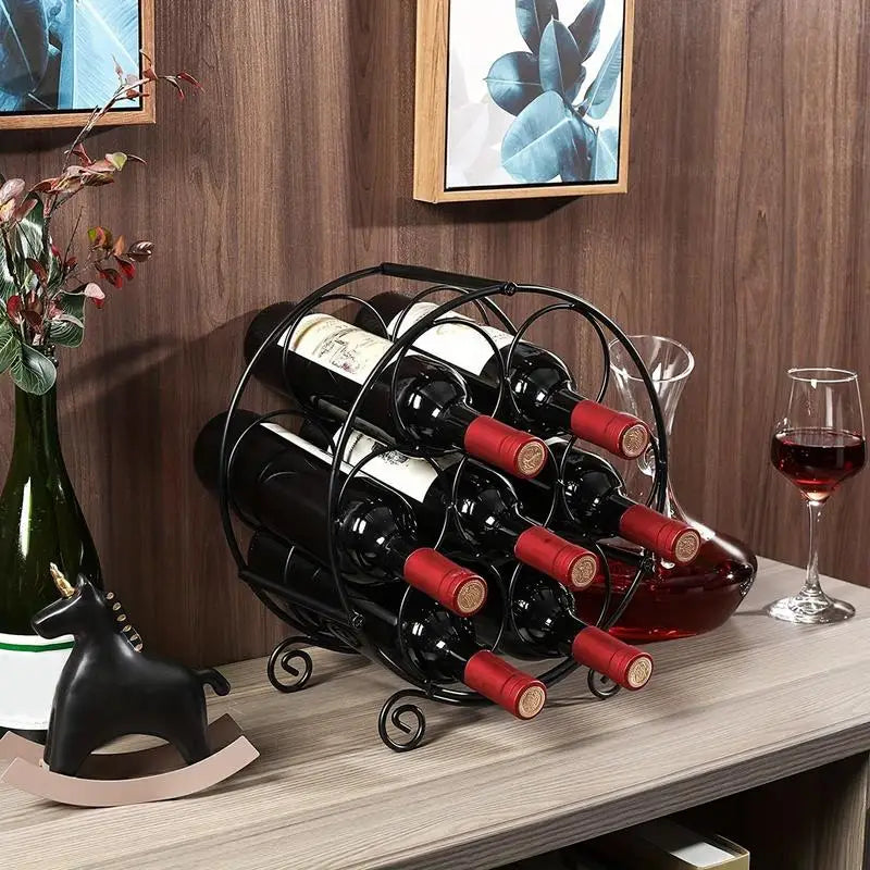 Wine Bottle Stand for Table Iron Display Rack Wine Bottle Organizer Bracket Wine Stand for 7 Bottles Home Kitchen Bar Pantry