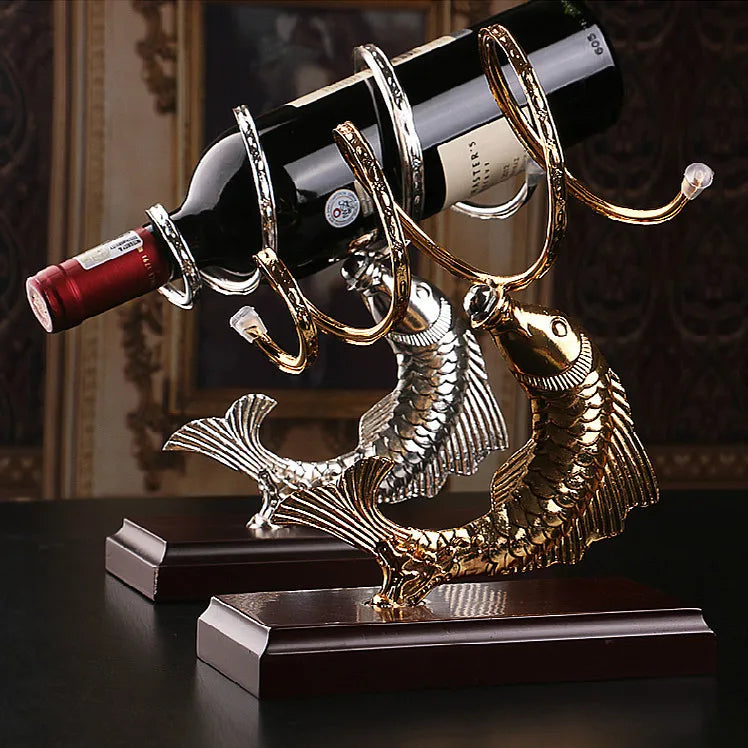 DEOUNY Red Wine Rack Ornaments Display Rack Small Fish Shaped Bracket Storage Stand Creative Home Wine Bottle Holder