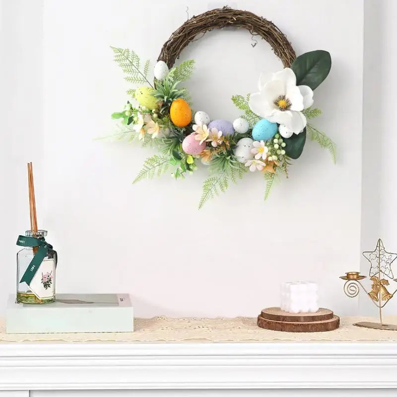 2024 New Easter Bunny Wreath Artificial Wreath Attachment for Easter Front Door Decor Happy Easter Rabbit Festival Decoration