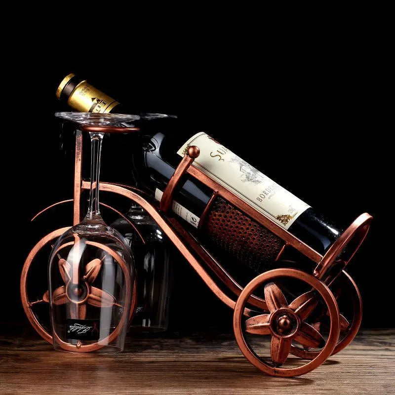 YOMDID Creative Carriage Bike Wine Rack Wine Glass Holder Retro Wine Bottle Display Rack Bar Dining Table Decor Wine Organizer