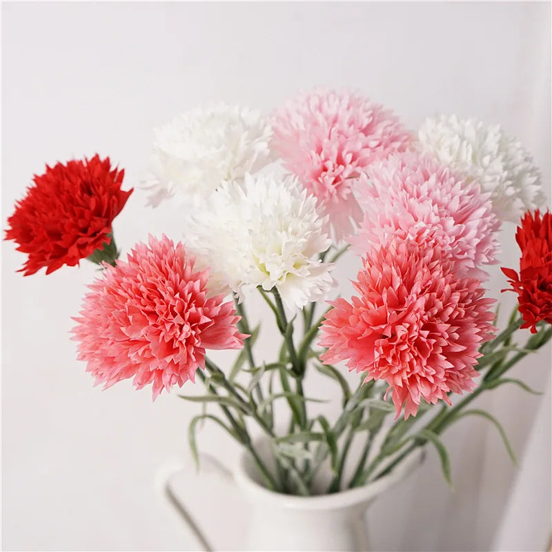 10Pcs High-end Moisturizing Carnation Artificial Flowers Mother's Day Bouquet Real Touch Flowers Gift Wedding Home Table Decor