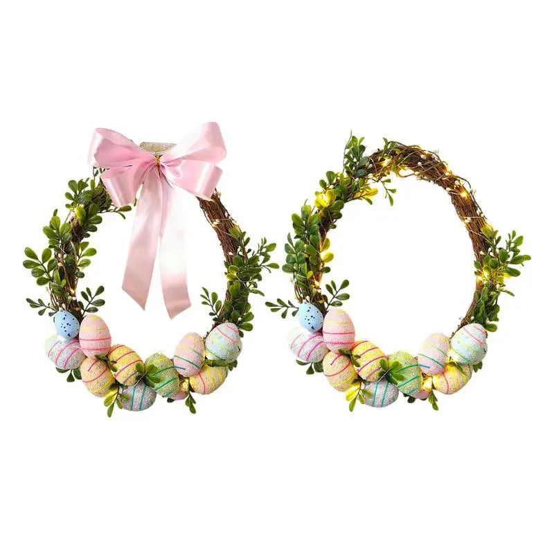 Artificial Easter Flower Easter Holiday Wreath Front Door Decor Farmhouse Rustic Seasonal Home Decor for Wall Porch Fireplace