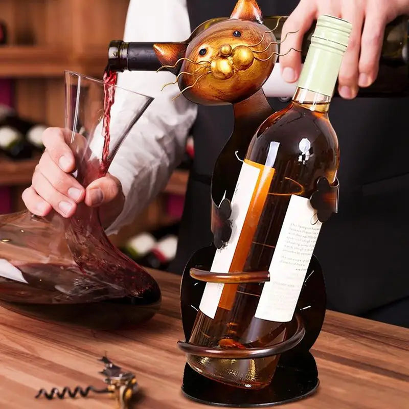 Wine Bottle Holder Collectible Tabletop Decor Wine Rack Cute Cat Figurine Wine Bottle Keeper for Display and Storage Accessorie