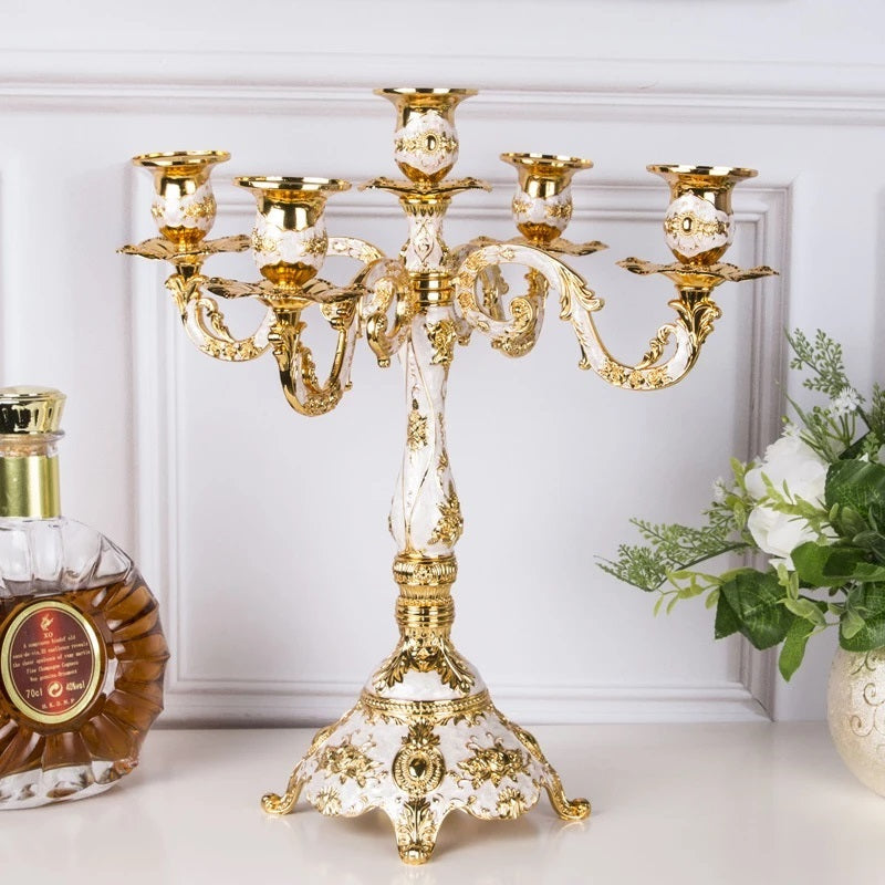 5-arms Gold Plated Candle Holder