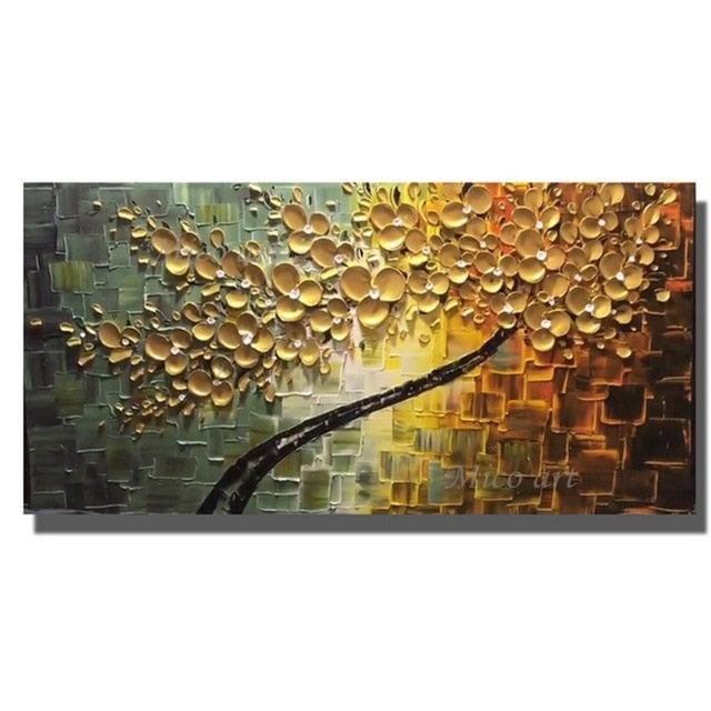 Hand Painted Knife Flower Oil Painting on Canvas Wall Art for Living Room & Home Decoration