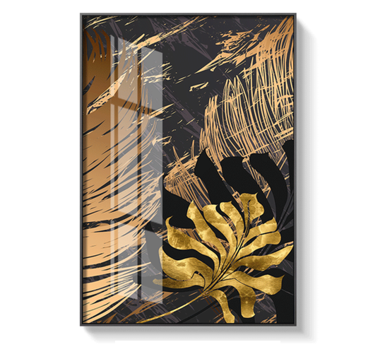 Nordic Plants Golden Leaf Canvas Painting: A Central Decorative Piece for the Wall