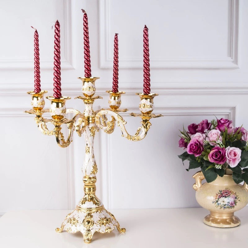 5-arms Gold Plated Candle Holder For An Eccentric Decoration