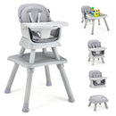 Convertible Baby High Chair With Removable Tray And 6-In-1 Adjustable Modes In Gray