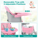 Convertible Baby High Chair With 6-In-1 Adjustable Modes And Removable Tray In Pink