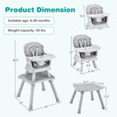 Convertible Baby High Chair With Removable Tray And 6-In-1 Adjustable Modes In Gray