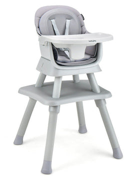 Convertible Baby High Chair With Removable Tray And 6-In-1 Adjustable Modes In Gray