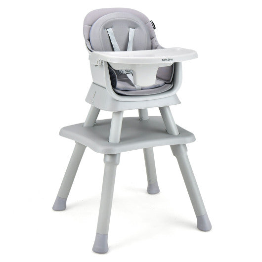 Convertible Baby High Chair With Removable Tray And 6-In-1 Adjustable Modes In Gray