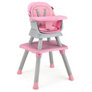Convertible Baby High Chair With 6-In-1 Adjustable Modes And Removable Tray In Pink