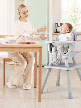 Convertible Baby High Chair With Removable Tray And 6-In-1 Adjustable Modes In Gray