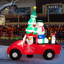 7.7 Feet Long Christmas Inflatable Santa Claus and Reindeer Riding Red Car with Gift Bag and 9 LED White Lights