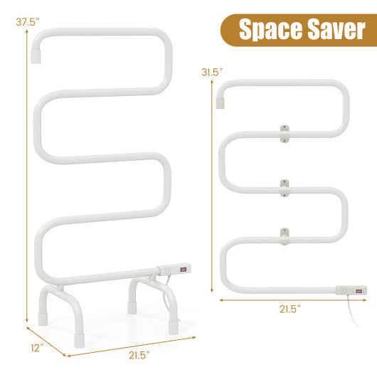Wall Mounted Towel Shelf with Adjustable Towel Bar and Movable Hooks No Assembly Required