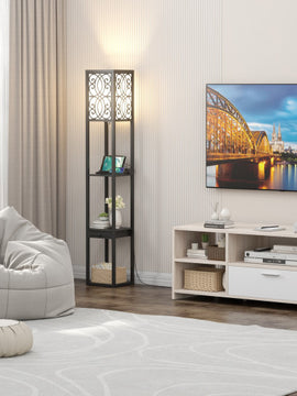 Modern Standing Shelf Lamp with 1 Power Outlet and 2 USB Ports