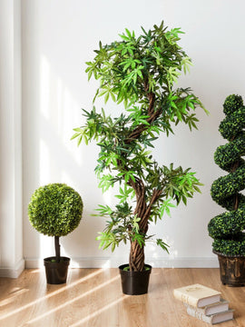 2 Pieces 4 Feet Artificial DÃ©cor Green Boxwood Spiral Tree Set