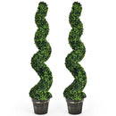 2 Pieces 4 Feet Artificial DÃ©cor Green Boxwood Spiral Tree Set