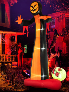 8 Feet Giant Halloween Inflatable Ghost with Built-in LED Lights and Mirror Face