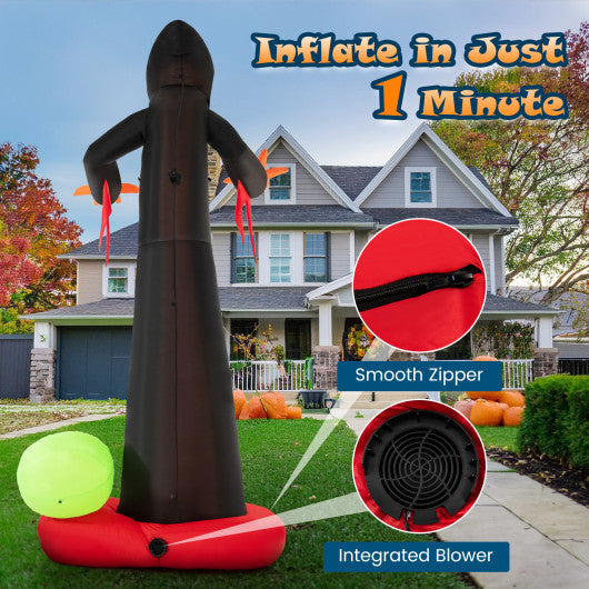 8 Feet Giant Halloween Inflatable Ghost with Built-in LED Lights and Mirror Face