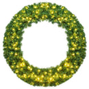 Pre-lit Snow Flocked Artificial Christmas Wreath with 8 Pine Cones and 35 LED Lights