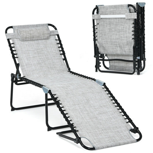 Foldable Recline Lounge Chair with Adjustable Backrest and Footrest