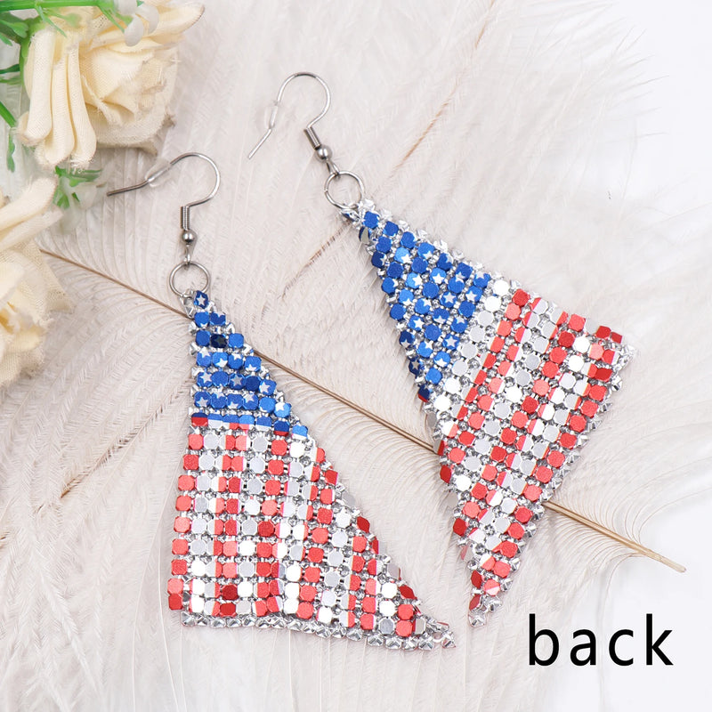 4th of July Independence Day Flag Earrings Aluminum Sheet Stainless Steel Hoop Durable UV Printed Jewelry for women