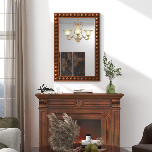 24 x 36 Inches Rustic Wall Mirror with Solid Wood Frame for Living Room Bedroom