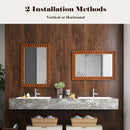 24 x 36 Inches Rustic Wall Mirror with Solid Wood Frame for Living Room Bedroom