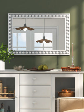 24 x 36 Inches Rustic Wall Mirror with Solid Wood Frame for Living Room Bedroom