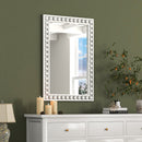 24 x 36 Inches Rustic Wall Mirror with Solid Wood Frame for Living Room Bedroom