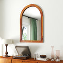 24 Inch x 35 Inch Arched Wall Mirror with Solid Acacia Wood Frame