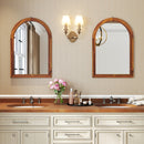 24 Inch x 35 Inch Arched Wall Mirror with Solid Acacia Wood Frame