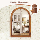 24 Inch x 35 Inch Arched Wall Mirror with Solid Acacia Wood Frame