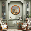 27 Inch Round Wall Mirror with Solid Acacia Wood Frame