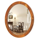 27 Inch Round Wall Mirror with Solid Acacia Wood Frame