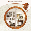 27 Inch Round Wall Mirror with Solid Acacia Wood Frame