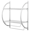 Wall Mounted Towel Shelf with Adjustable Towel Bar and Movable Hooks No Assembly Required