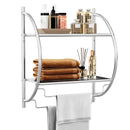 Wall Mounted Towel Shelf with Adjustable Towel Bar and Movable Hooks No Assembly Required