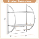 Wall Mounted Towel Shelf with Adjustable Towel Bar and Movable Hooks No Assembly Required
