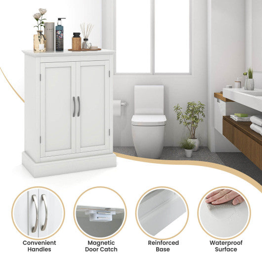 2-Door Freestanding Bathroom Cabinet with Adjustable Shelves-White