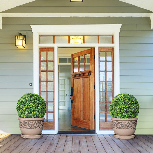 2 Pieces 15.7 Inch Artificial Boxwood Topiary Ball Tree Set