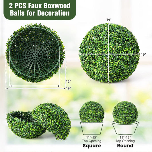 2 Pieces 15.7 Inch Artificial Boxwood Topiary Ball Tree Set